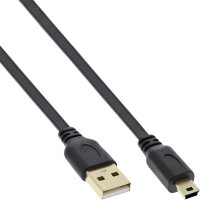 InLine® USB 2.0 Flachkabel, USB A ST an Mini-B ST...