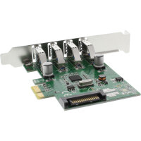 InLine® Schnittstellenkarte, 4x USB 3.0, PCIe, inkl. Low-Profile Slotblech