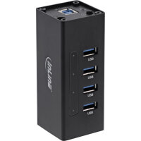 InLine® USB 3.0 Hub, 4 Port, Aluminiumgehäuse,...