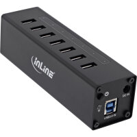 InLine® USB 3.0 Hub, 7 Port, Aluminiumgehäuse, schwarz, mit 2,5A Netzteil