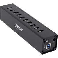 InLine® USB 3.0 Hub, 10 Port, Aluminiumgehäuse,...