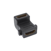 InLine® HDMI Adapter zum Einbau mit Gewinde, HDMI A Buchse/Buchse, gewinkelt