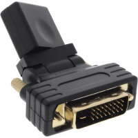 InLine® HDMI-DVI Adapter, HDMI Buchse auf DVI Stecker, flexibler Winkel, 4K2K