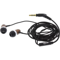 InLine® woodin-ear, In-Ear Headset mit Kabelmikrofon und Funktionstaste, Walnuss