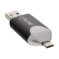 InLine® USB3.0 Dual Cardreader, USB A und Micro-USB 2.0 für SDXC und microSDXC