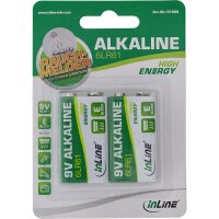 InLine® Alkaline High Energy Batterie, 9V Block 6LR61, 2er Pack