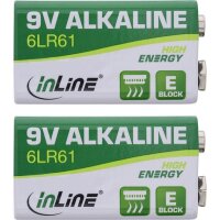 InLine® Alkaline High Energy Batterie, 9V Block 6LR61, 2er Pack