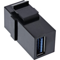 InLine® USB 3.1 Keystone Snap-In Einsatz, USB-A Buchse / Buchse, schwarz