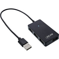 InLine® USB 2.0 Hub, 4 Port, schwarz, mit USB DC...