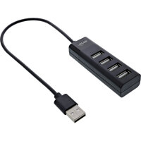 InLine® USB 2.0 Hub, 4 Port, schwarz, mit USB DC...