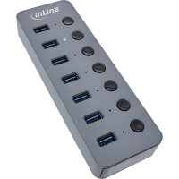 InLine® USB 3.0 Hub, 7-Port, mit Schalter, Aluminium,...