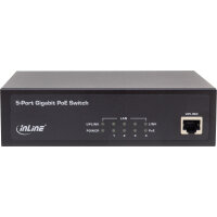 InLine® PoE+ Gigabit Netzwerk Switch 5 Port (4x PoE+), 1Gb/s, Desktop, Metall