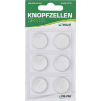 InLine® CR2025 Knopfzellen, 3V Lithium, 6er Blister