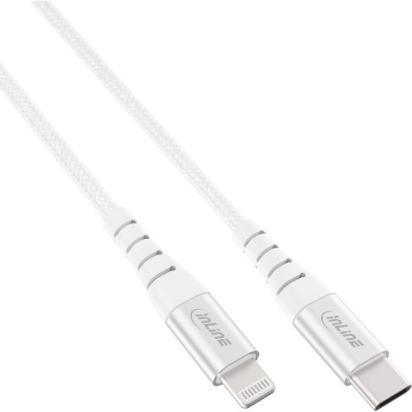 InLine® USB-C Lightning Kabel, für iPad, iPhone, iPod, silber/Alu, 2m MFi-zert.