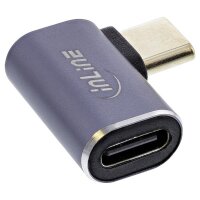 InLine® USB4 Adapter, USB-C Stecker/Buchse rechts/links gewinkelt, Aluminium