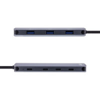 InLine® USB 3.2 Gen.2 Hub, 4x USB-C + 3x USB-A, PD 100W, Aluminium, grau