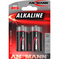 ANSMANN 1513-0000 Alkaline Batterie Baby C 7200mAh, 2er-Pack