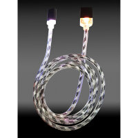 LC-Power LC-C-USB-MICRO-1M-8 USB A zu Micro-USB Kabel, schwarz/silber LED 1m