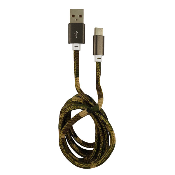 LC-Power LC-C-USB-TYPE-C-1M-5 USB A zu USB-C Kabel, Camouflage grün, 1m