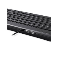 Perixx PERIBOARD-409 H, DE, Mini USB-Tastatur, 2 Hubs, schwarz