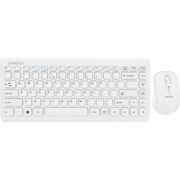 Perixx PERIDUO-707 PLUS US W, Mini Tastatur und Maus Set, schnurlos, weiß
