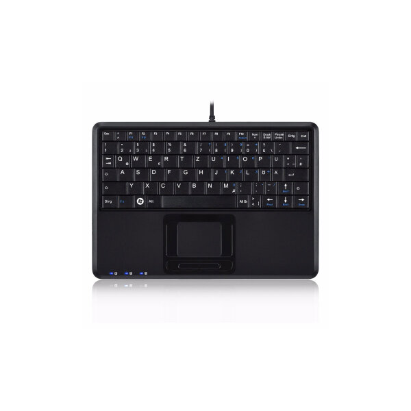 Perixx PERIBOARD-510 H PLUS ES, Mini USB-Tastatur, Touchpad, Hub, schwarz