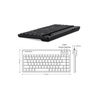 Perixx PERIBOARD-706 PLUS US, Mini Tastatur, Trackball, schnurlos, schwarz