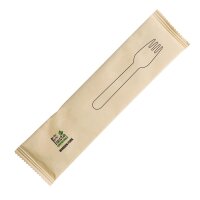 Fiesta kompostierbare, einzeln verpackte Holzgabeln (500 Stück)