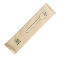 Fiesta kompostierbare, einzeln verpackte Holzsporks (500 Stück)