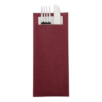 Europochette Burgund Besteckbeutel mit weißer Serviette (Box 500) (500 Stück)