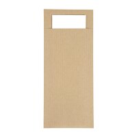 Europochette Brauner Besteckbeutel mit weißer Serviette (Box 500) (500 Stück)