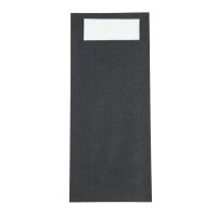 Europochette Schwarze Bestecktasche mit weißer Serviette (Box 500) (500 Stück)