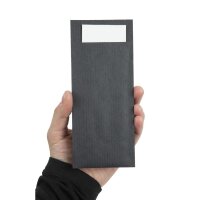 Europochette Schwarze Bestecktasche mit weißer Serviette (Box 500) (500 Stück)