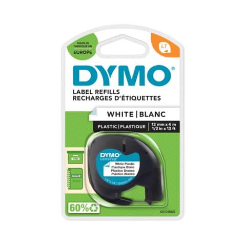 DYMO Schriftband LetraTag 91221 S0721660, 12 mm schwarz auf weiß