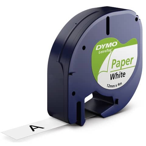 Schriftbandkassetten Papier - 12 mm x 4 m, schwarz/weiß