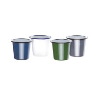 Olympia emaillierte Saucenbecher weiß-blau 11,4cl 2