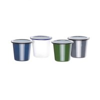 Olympia emaillierte Becher grau-schwarz 31cl 3