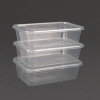 Fiesta recycelbare mikrowellengeeignete Plastikbehälter mit Deckel Mittel 650 ml (250 Stück)