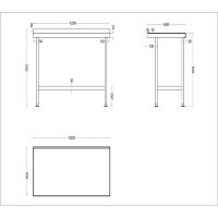 Holmes Wandtisch aus Edelstahl mit Aufkantung 1200 mm