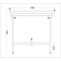 Holmes Wandtisch aus Edelstahl mit Aufkantung 1200 mm