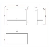 Holmes Wandtisch aus Edelstahl mit Aufkantung 1500 mm