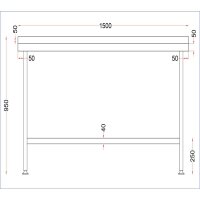 Holmes Wandtisch aus Edelstahl mit Aufkantung 1500 mm