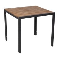 Bolero quadratischer Stahl- und Akazienholztisch 80cm 3