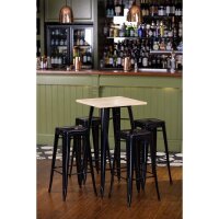 Bolero Bistro Bartisch mit Holzplatte schwarz 3