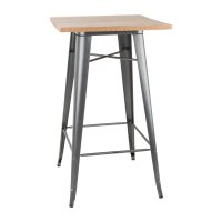 Bolero Bistro Bartisch mit Holzplatte grau 2