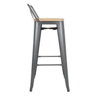 Bolero Bistro Hochbarstuhl mit Holzsitz grau (4 Stück) 