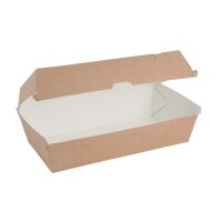 Fiesta Compostable kompostierbare Menüboxen mit Klappdeckel aus Kraftpapier groß 204mm (100 Stück)