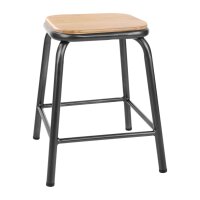 Bolero Cantina niedriger Hocker mit Holzsitz metallic grau (