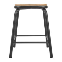 Bolero Cantina niedriger Hocker mit Holzsitz metallic grau (