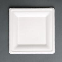 Fiesta Compostable kompostierbare Teller aus Bagasse quadratisch 15,9cm (50 Stück)